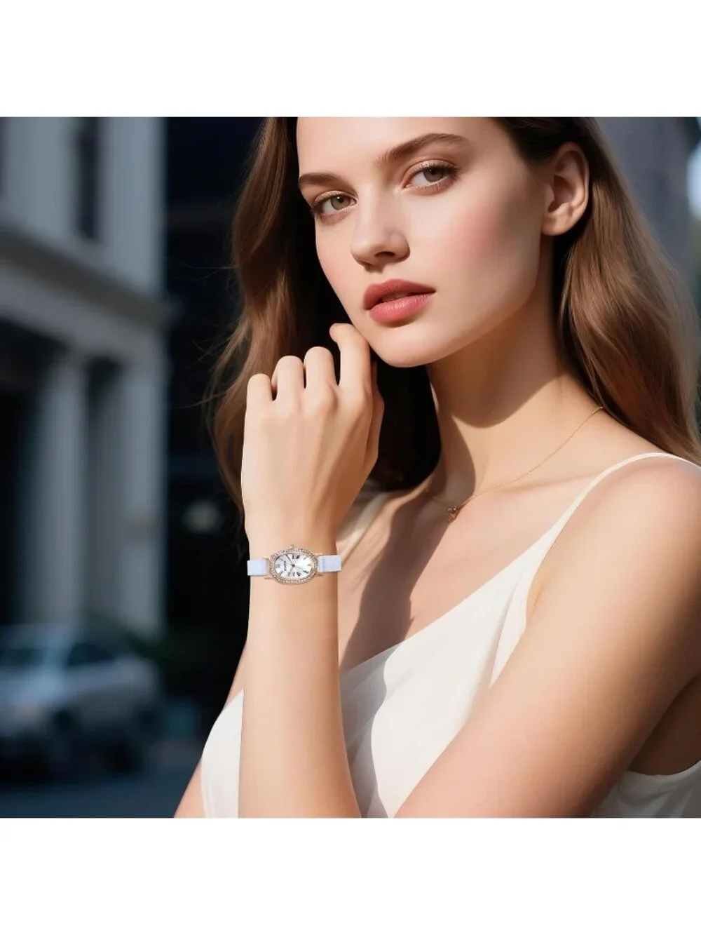 Women's White Analog Quartz Leather Simple Petite Oval Classic Casual Watch